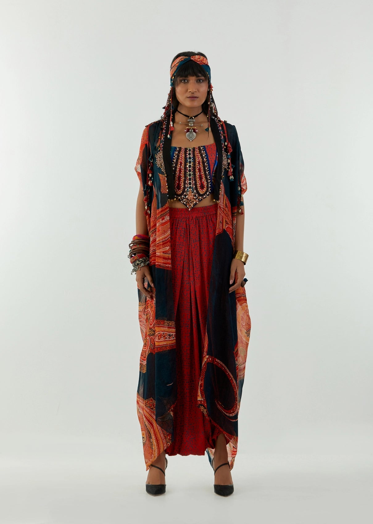 RITU KAFTAN DUPATTA JACKET SET WITH ADAH BLOUSE