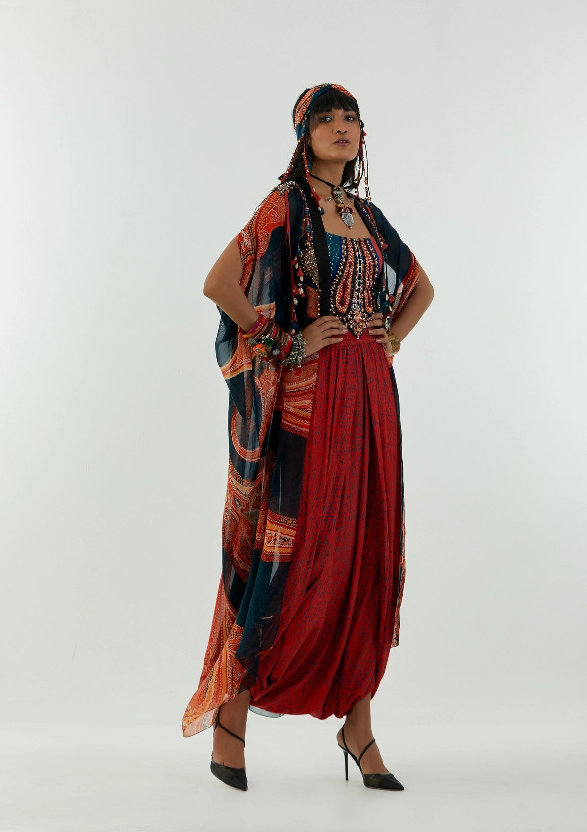 RITU KAFTAN DUPATTA JACKET SET WITH ADAH BLOUSE