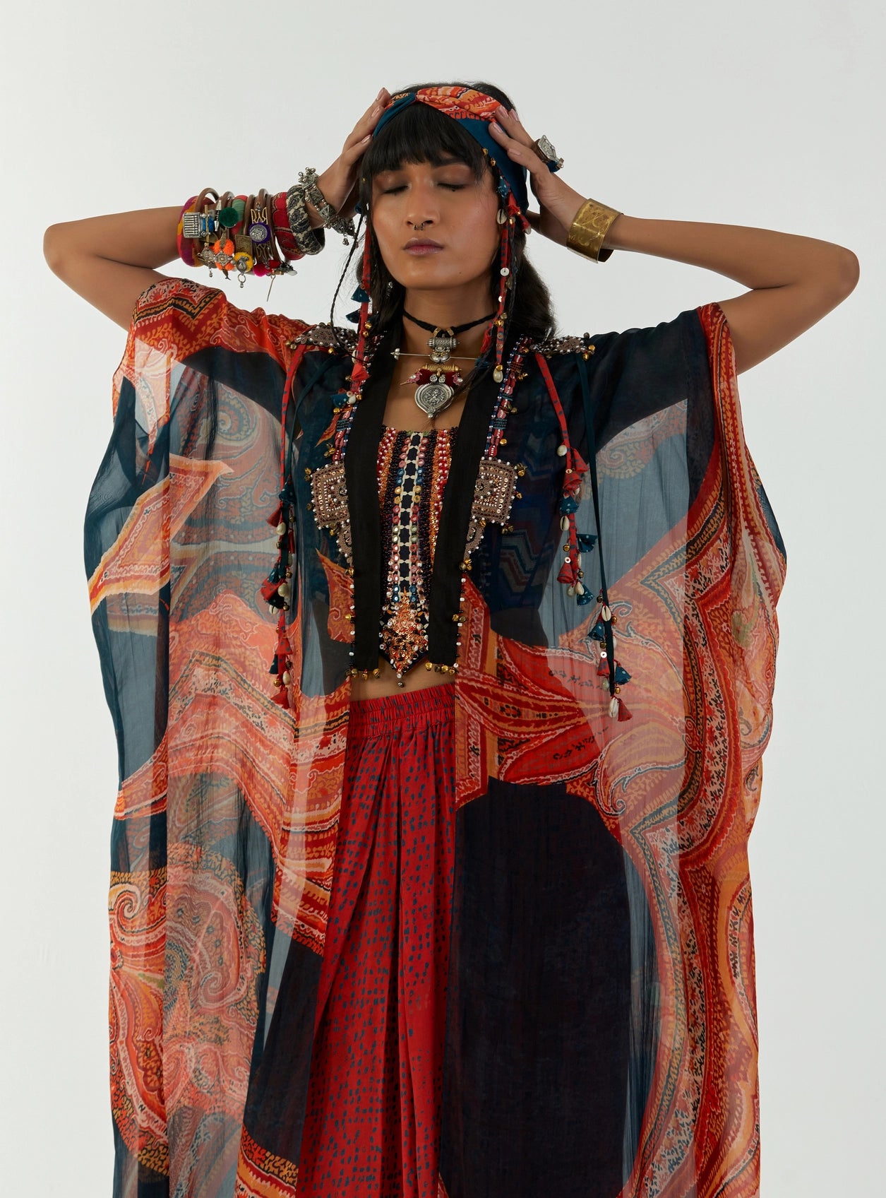 RITU KAFTAN DUPATTA JACKET SET WITH ADAH BLOUSE