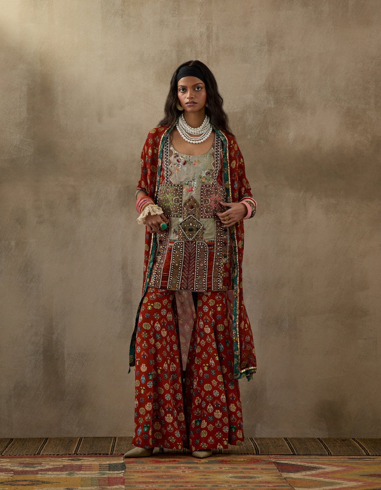 MEHRU EMBO DRESS SET