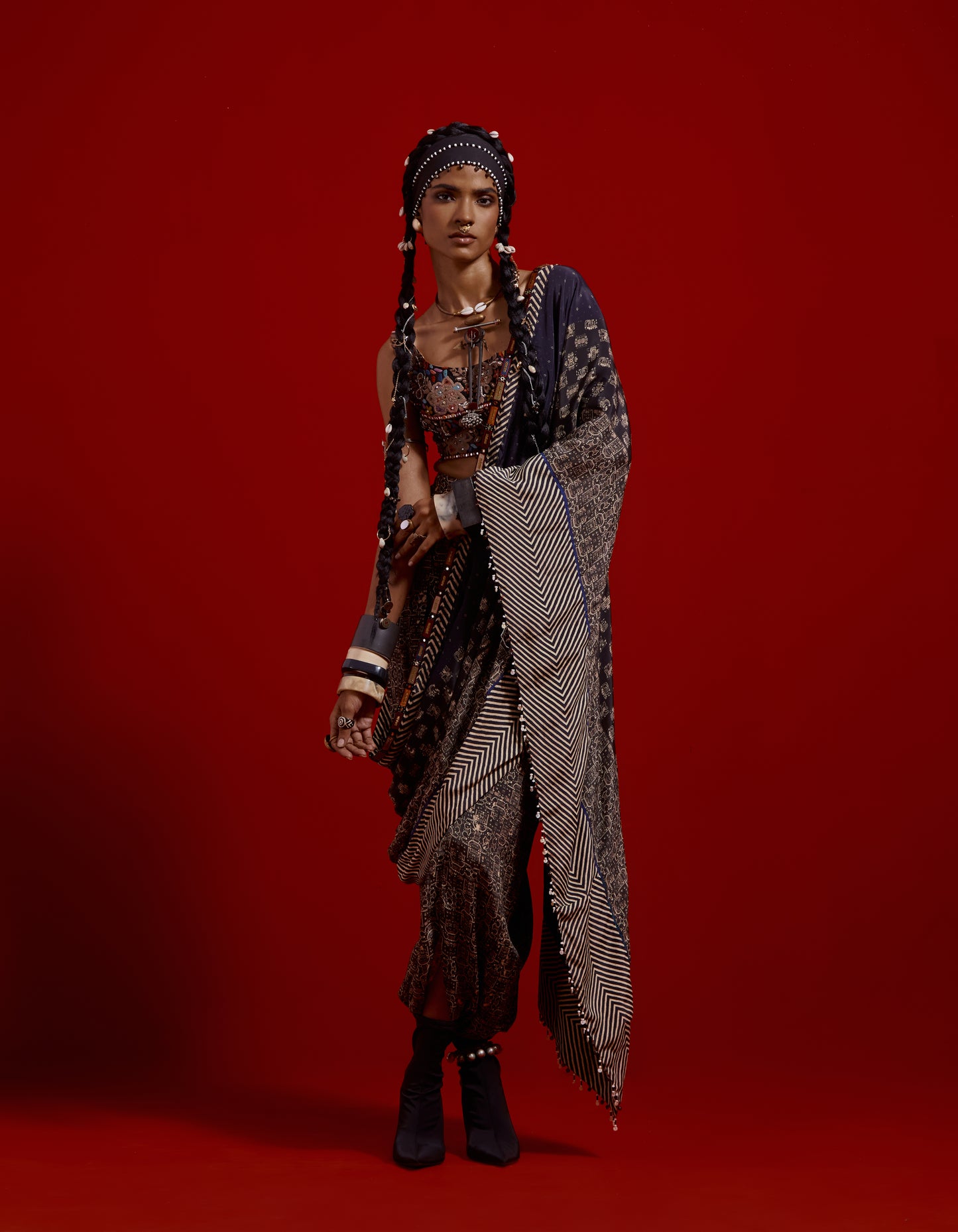 SADHVI DRAPED SAREE SET