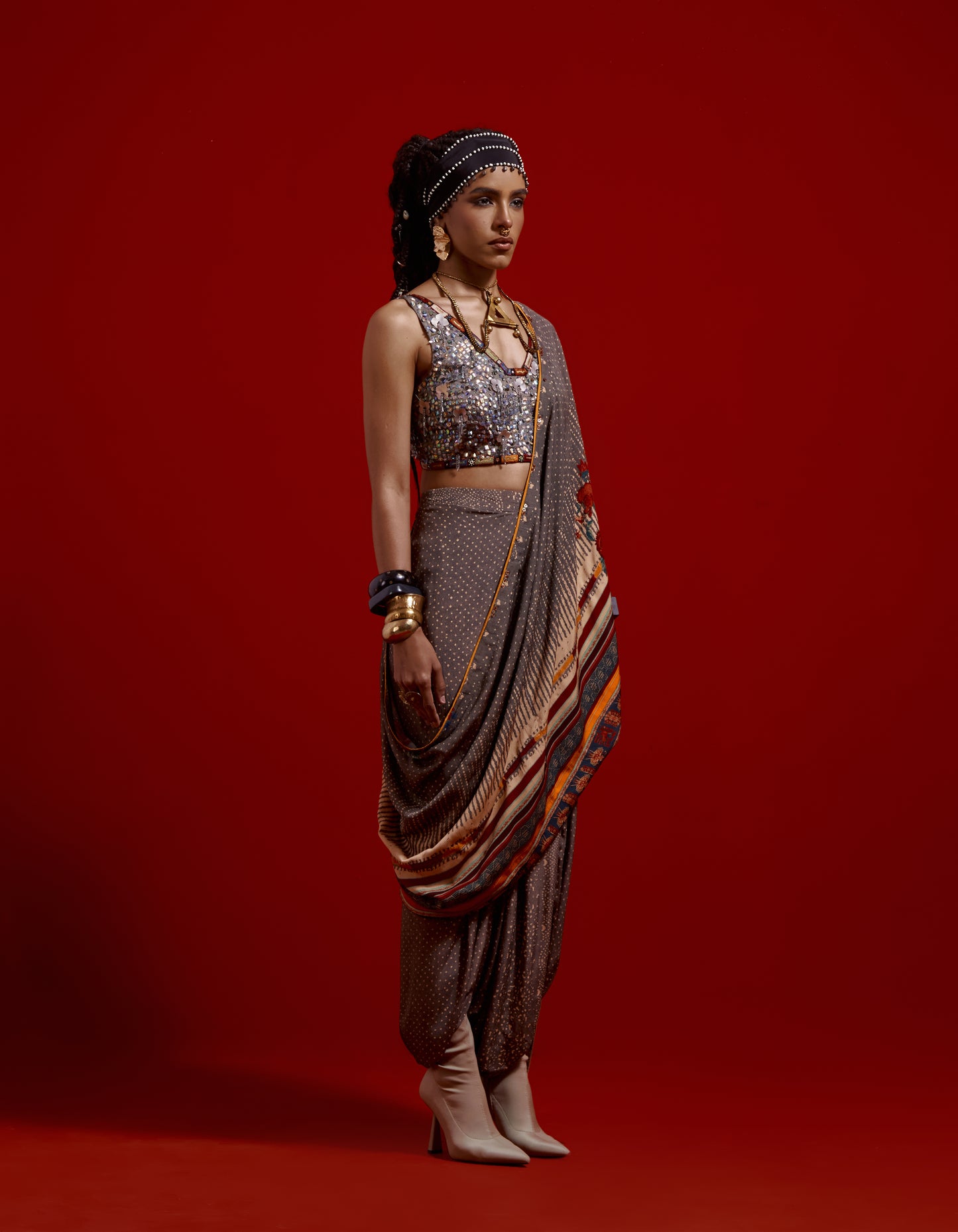 SADHVI DRAPED SAREE SET
