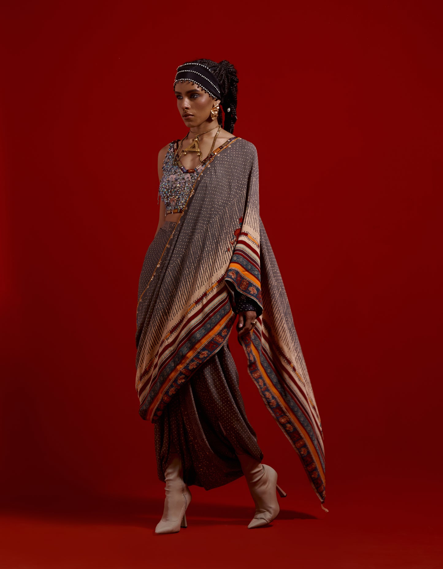 SADHVI DRAPED SAREE SET