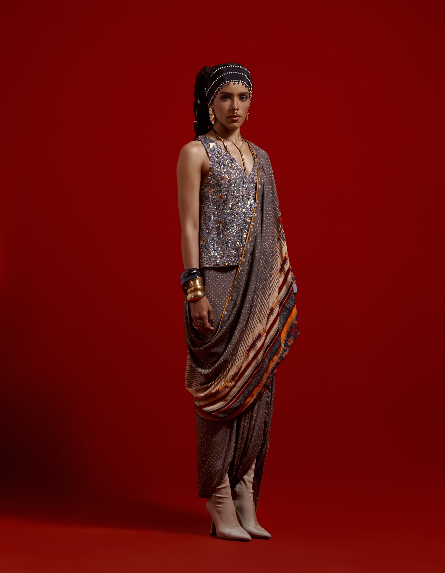 SADHVI DRAPED SAREE SET