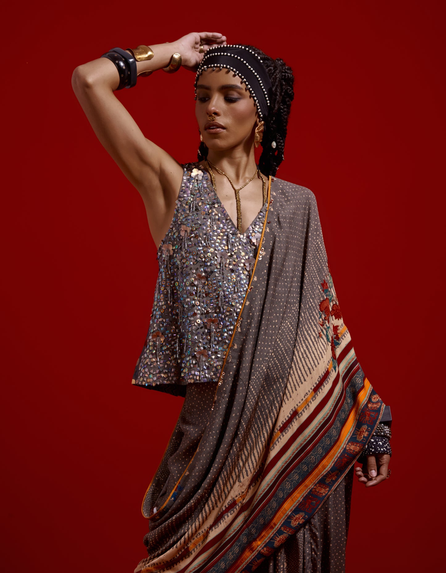 SADHVI DRAPED SAREE SET