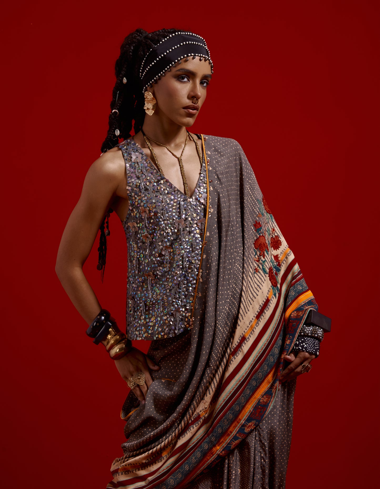 SADHVI DRAPED SAREE SET
