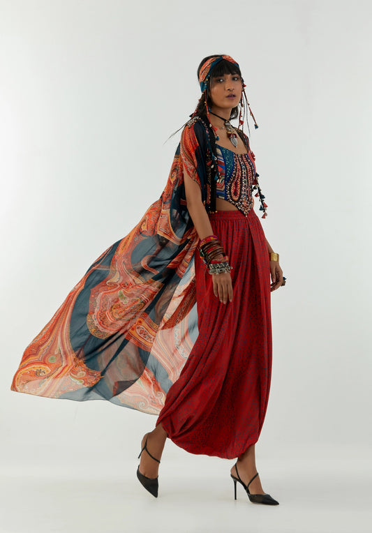 RITU KAFTAN DUPATTA JACKET SET WITH ADAH BLOUSE