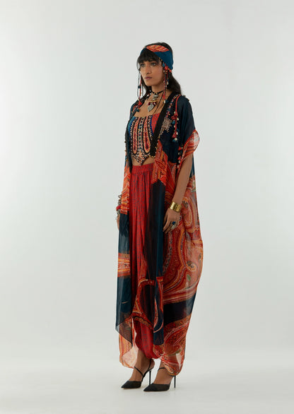 RITU KAFTAN DUPATTA JACKET SET WITH ADAH BLOUSE