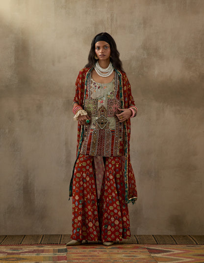 MEHRU EMBO DRESS SET