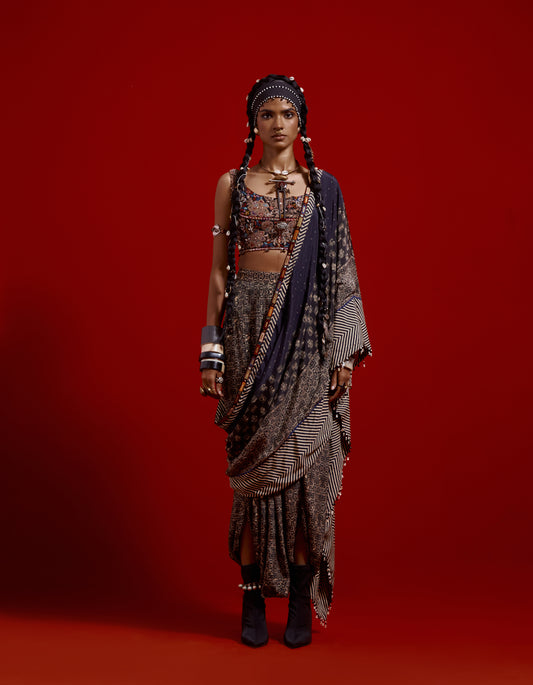 SADHVI DRAPED SAREE SET