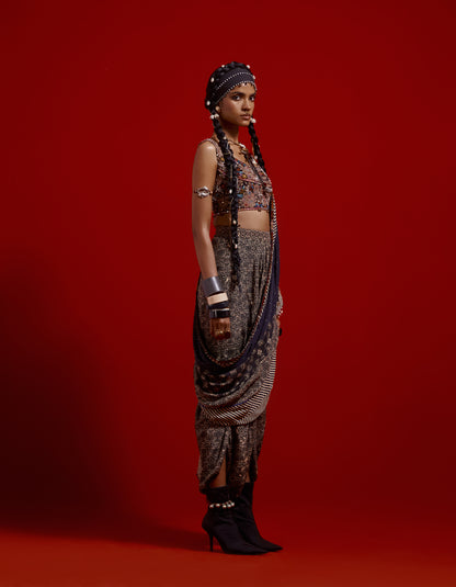 SADHVI DRAPED SAREE SET