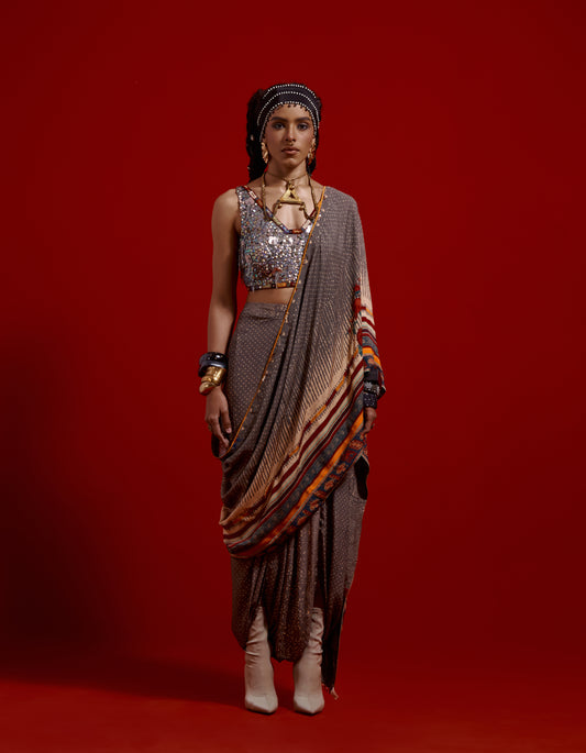 SADHVI DRAPED SAREE SET