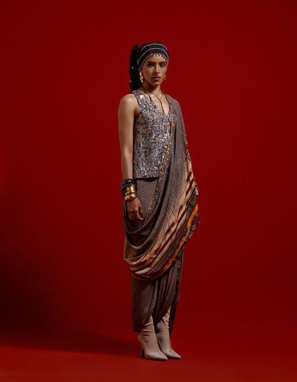 SADHVI DRAPED SAREE SET