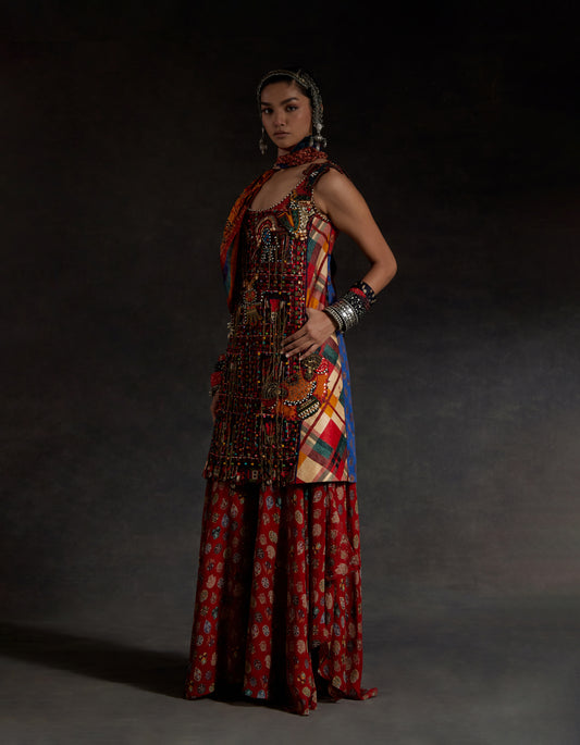 MEHRU EMBO DRESS SET