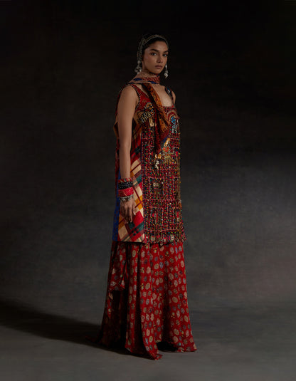 MEHRU EMBO DRESS SET