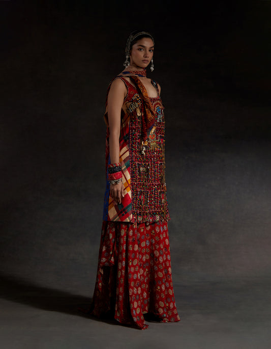 MEHRU EMBO DRESS SET