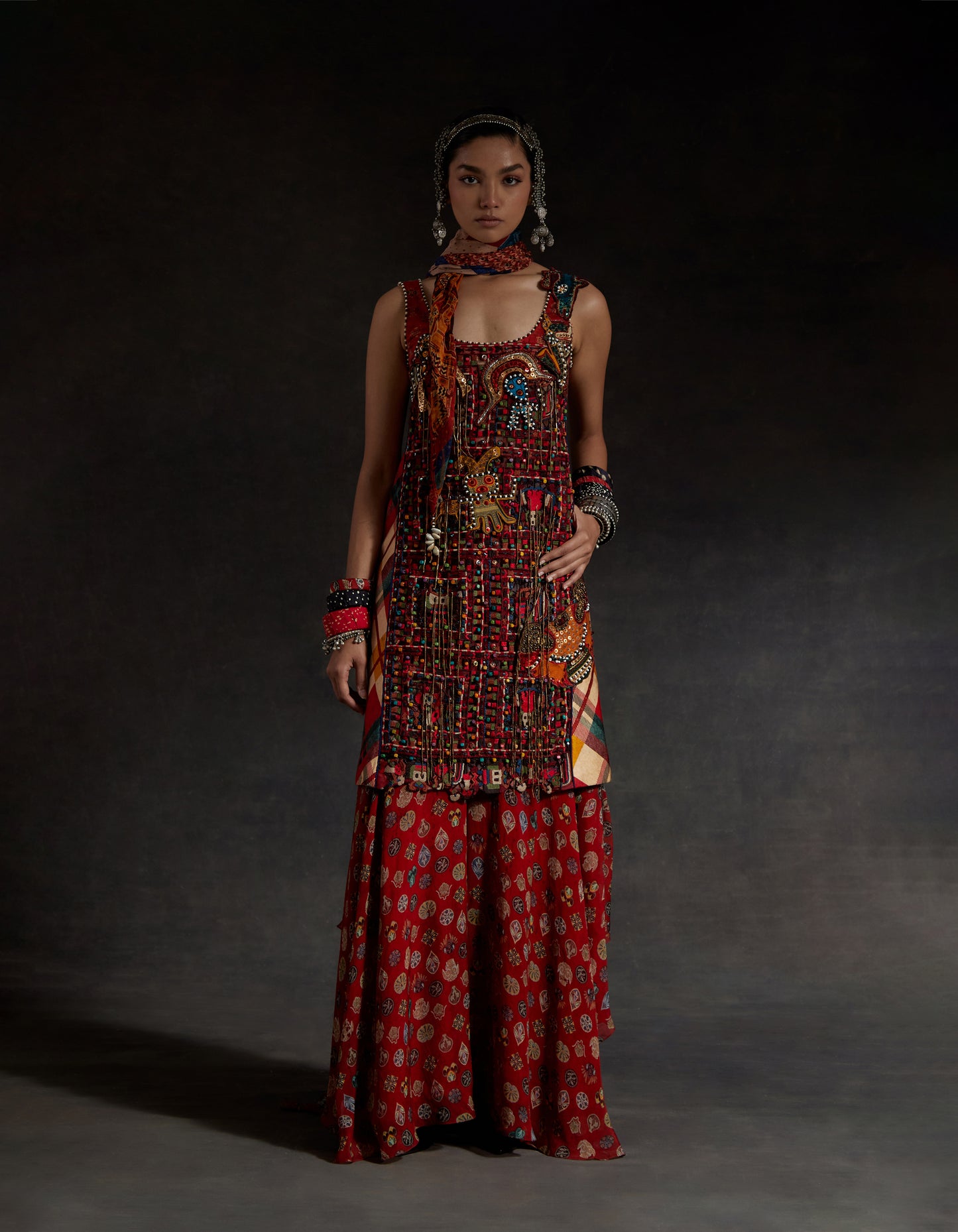 MEHRU EMBO DRESS SET